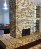 Tall See Thru Fire Place Make With Oro Grande Ledge Stone | Centurion Stone Of Arizona